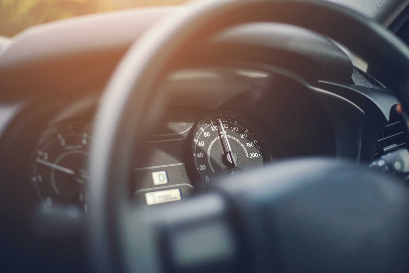 ภาพถ่ายโฟกัสหน้าปัดรถยนต์